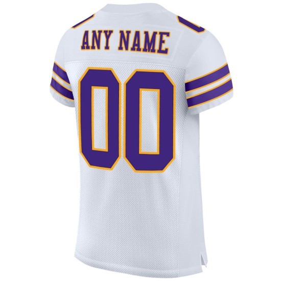 Custom Football Mesh Purple-Gold Jersey Authentic White