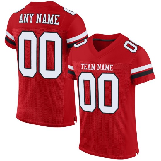 Authentic Jersey White-Black Red Football Custom Mesh