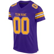 Authentic Football Custom Jersey Purple Mesh Gold-White