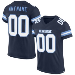 Navy Authentic White-Light Mesh Jersey Custom Football Blue