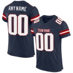 Custom Football Navy Mesh White-Red Jersey Authentic