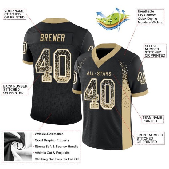 Vegas Football Gold-White Mesh Fashion Drift Custom Black Jersey