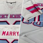 Light White Football Blue-Pink Custom Authentic Jersey Mesh