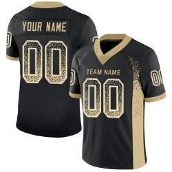 Vegas Football Gold-White Mesh Fashion Drift Custom Black Jersey
