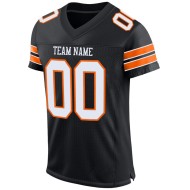 Authentic Custom Jersey White-Orange Football Black Mesh