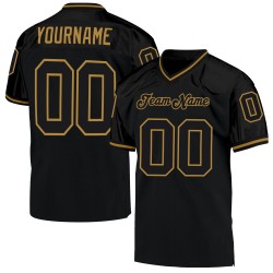 Black Throwback Mesh Authentic Jersey Football Gold Custom Black-Old