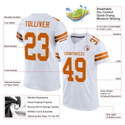 Orange Authentic Texas Custom White Jersey Mesh Football